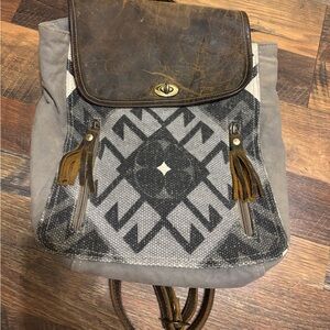 Stylish Gray and Brown Mini Backpack